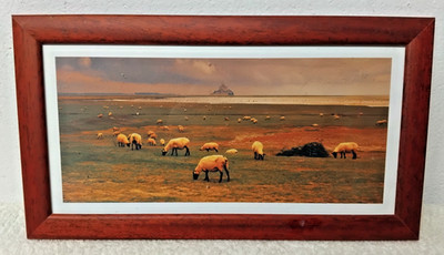 Panorama Bretagne ''Le Mont St Michel'' gerahmt unter Glas Vintage (Ref: CH50)