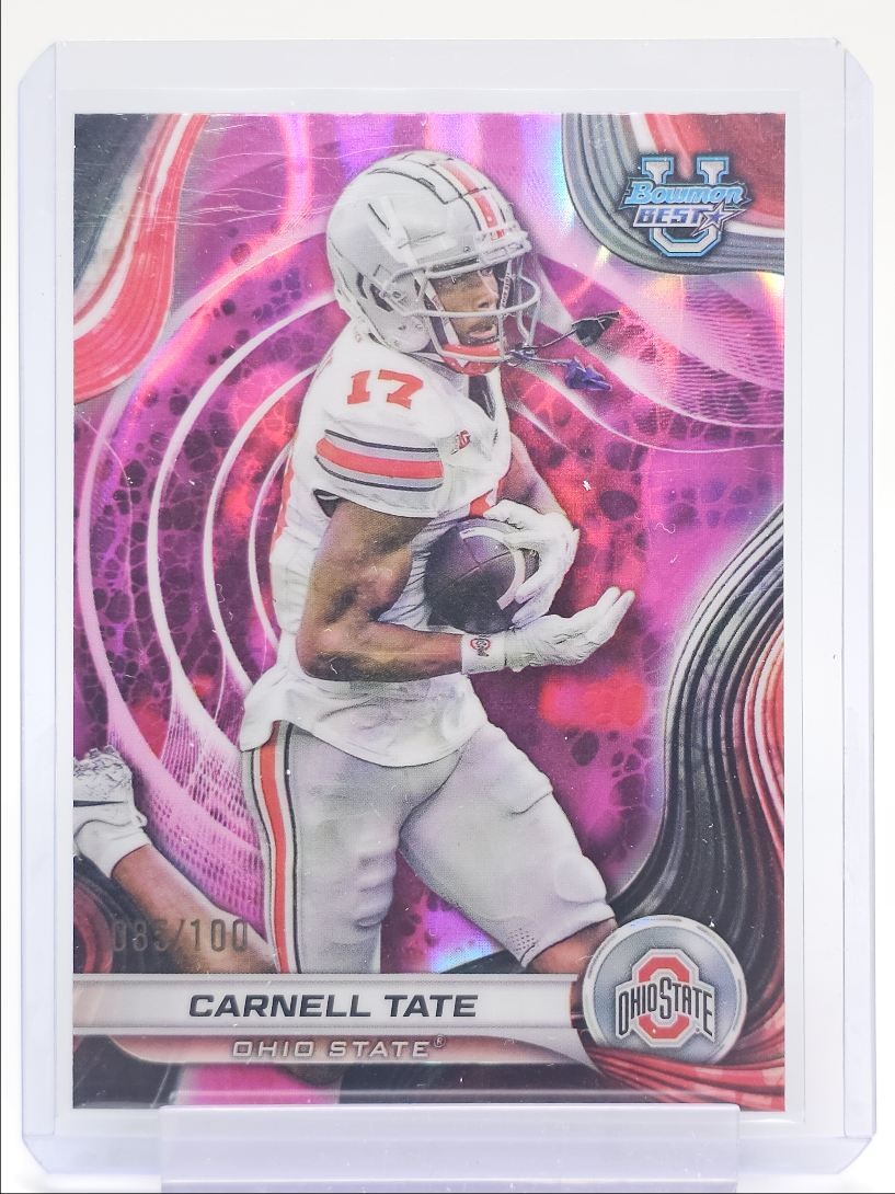 CARNELL TATE 2024 BOWMAN UNIVERSITY BEST PINK LAVA REFRACTOR /100 Q3193