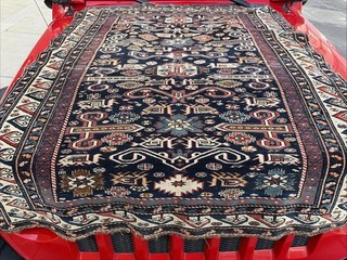 Auth: 19th C Caucasian Perpedil Rug Extraordinary Collectors Pc Blue 45x54” NR