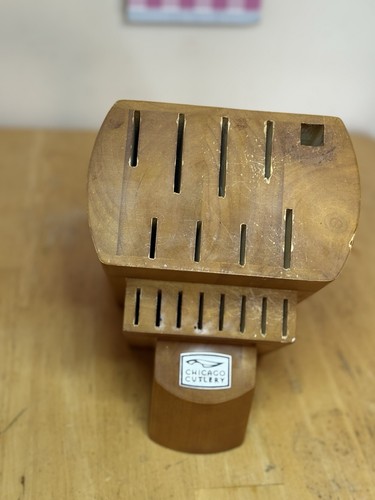 Chicago Cutlery Wooden Knife Block Holder Storage Empty 17 Slot Wood Block - Picture 5 of 5