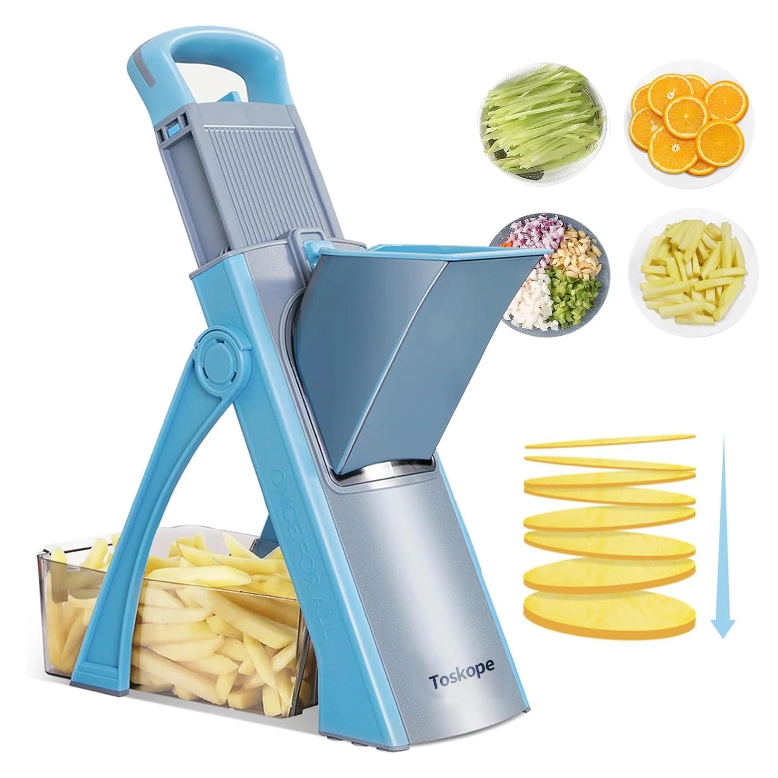 Toskope Upgraded Vegetable Chopper Mandoline Vegetable Slicer Safe 4in1
