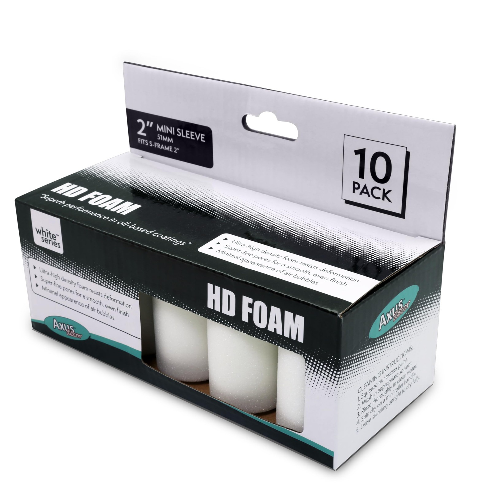 AXUS WHITE HD FOAM SLEEVES 2INCH PACK OF 10 - Image 4