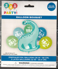321 Party 6 pc Blue and Green Dinosaur Balloon Kit 26-inch