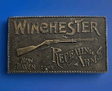 Vintage Winchester Repeating Arms Brass Belt Buckle Rifle New Haven Conn.