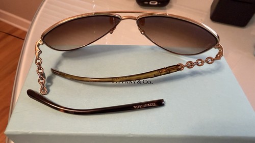 TIFFANY & CO. TF3034 Tiffany Lock Gold Tiffany Blue Aviator Sunglasses Italy