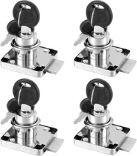 4 Pack Cabinet Drawer Locks with Keys, Keyed Alike One Size, Black, Silver 