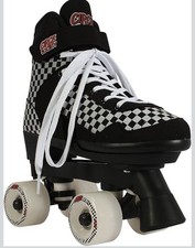 Circle Society: Retro Checker Roller Skates. Size 3-7 Adjustable Black White
