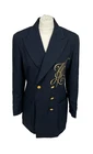 Mondi Military Double Breasted Blazer Women's 3 Button Jacket Navy Gold Size 38