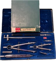 Keuffel + Esser Jupiter Drawing Instrument Set 55 0279 with case box 1960s VTG