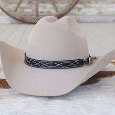 Black Leather Boot Stitch Hat Band
