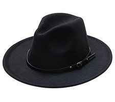 Kids Girls-Fedora-Hats for Boys Vintage Wide-Brim Bowler-Cap 6-16 Years Black