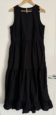 Decjuba Tank Sleeveless Black Maxi Dress Size AU 10 US 6 Pockets Tiered Skirt