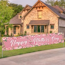Large Happy Mothers Day Decorations Mother  s Day Yard Sign Banner Pink and Red F