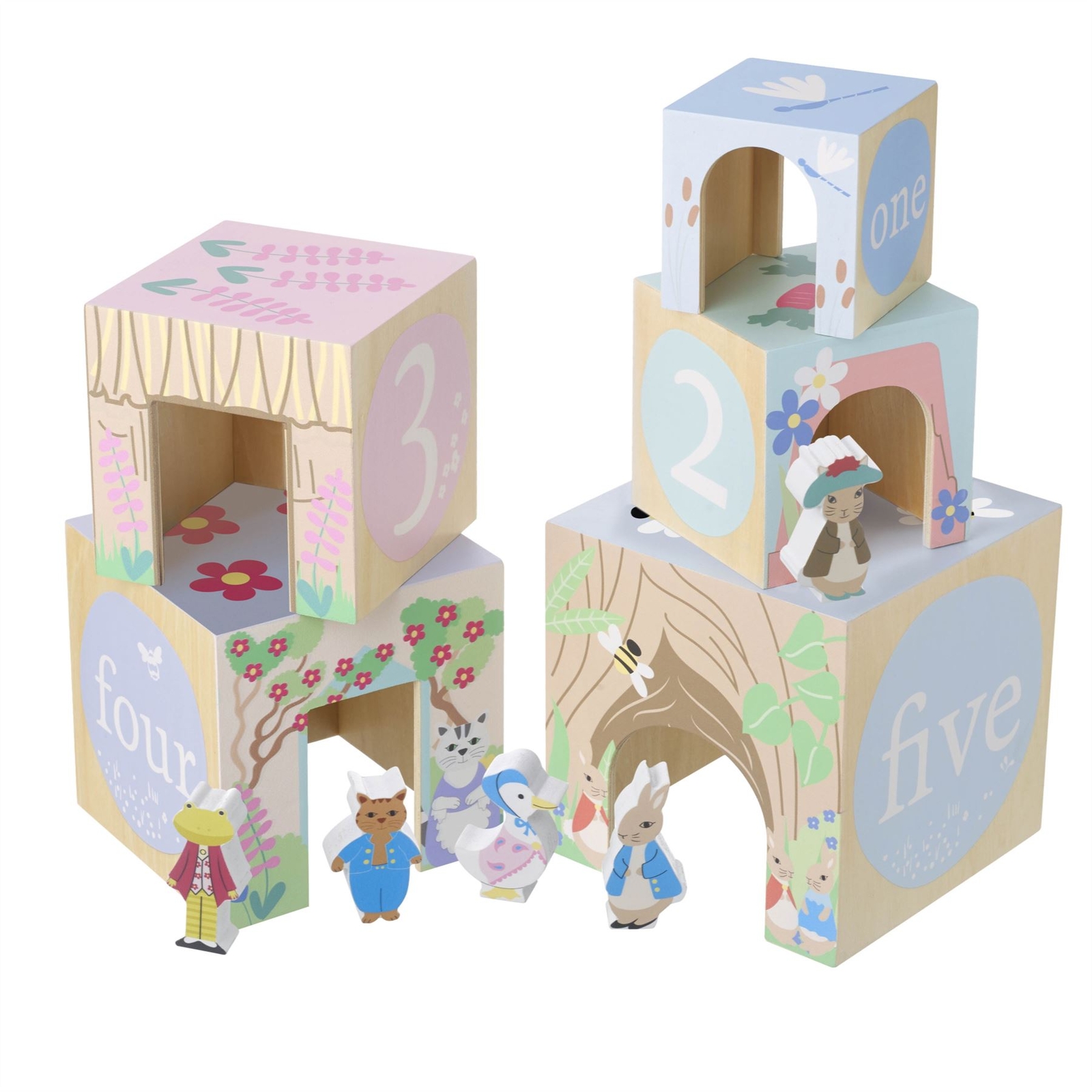 Wooden 1-5 Stacking Cubes Orange Tree Toys Peter Rabbit Wooden Stacking Cubes