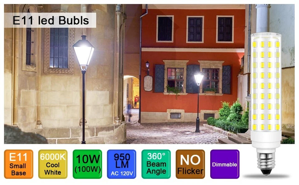 2pcs E11 LED Bulb Dimmable 10W 120V 950LM Ceramics Light For Fan Lamp T2896F60 H - Image 4 of 4