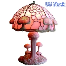 Stained Plant Retro Mushroom Table Lamp Bohemian Resin Night Light Gift