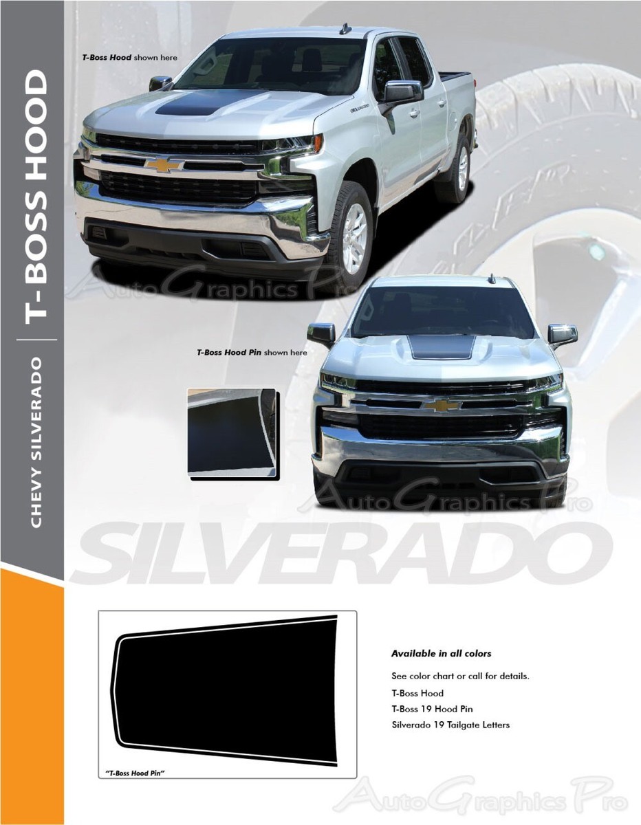 2019-2025 Chevy Silverado Center Hood Decal TRAIL BOSS Vinyl Graphic 3M  Stripes