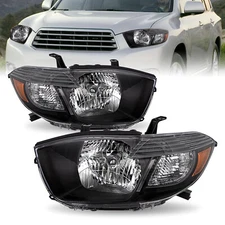 For 2008 2009 2010 Toyota Highlander Black Housing Amber Corner Headlights 08-10
