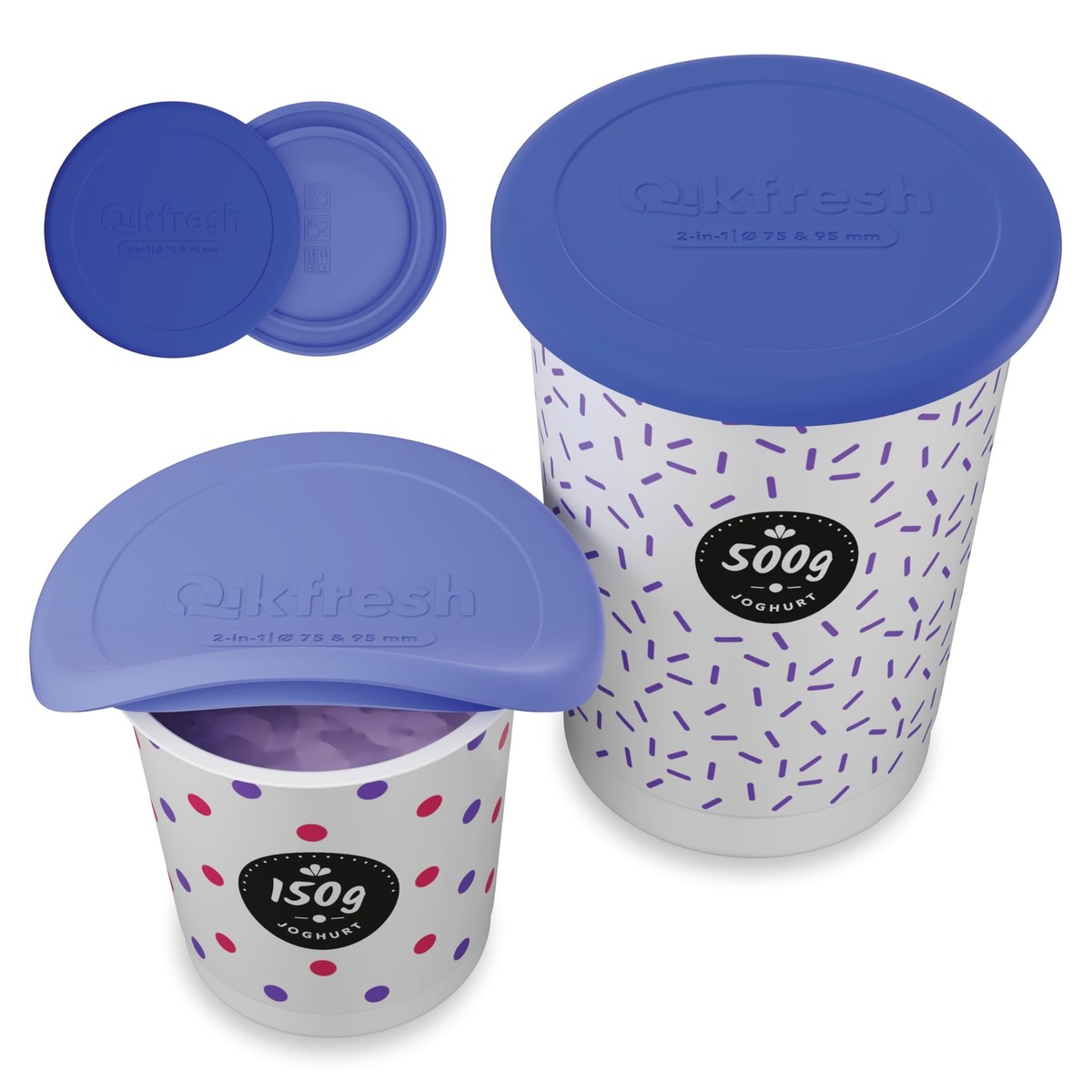 Produktbild von Deckel Für Joghurtbecher Silicone Deckel Set – 3 Stück, Dehnbar – Für Schüsseln, Töpfe, Obst – Spülmaschinengeeignet Dehnbare Frischhaltehauben