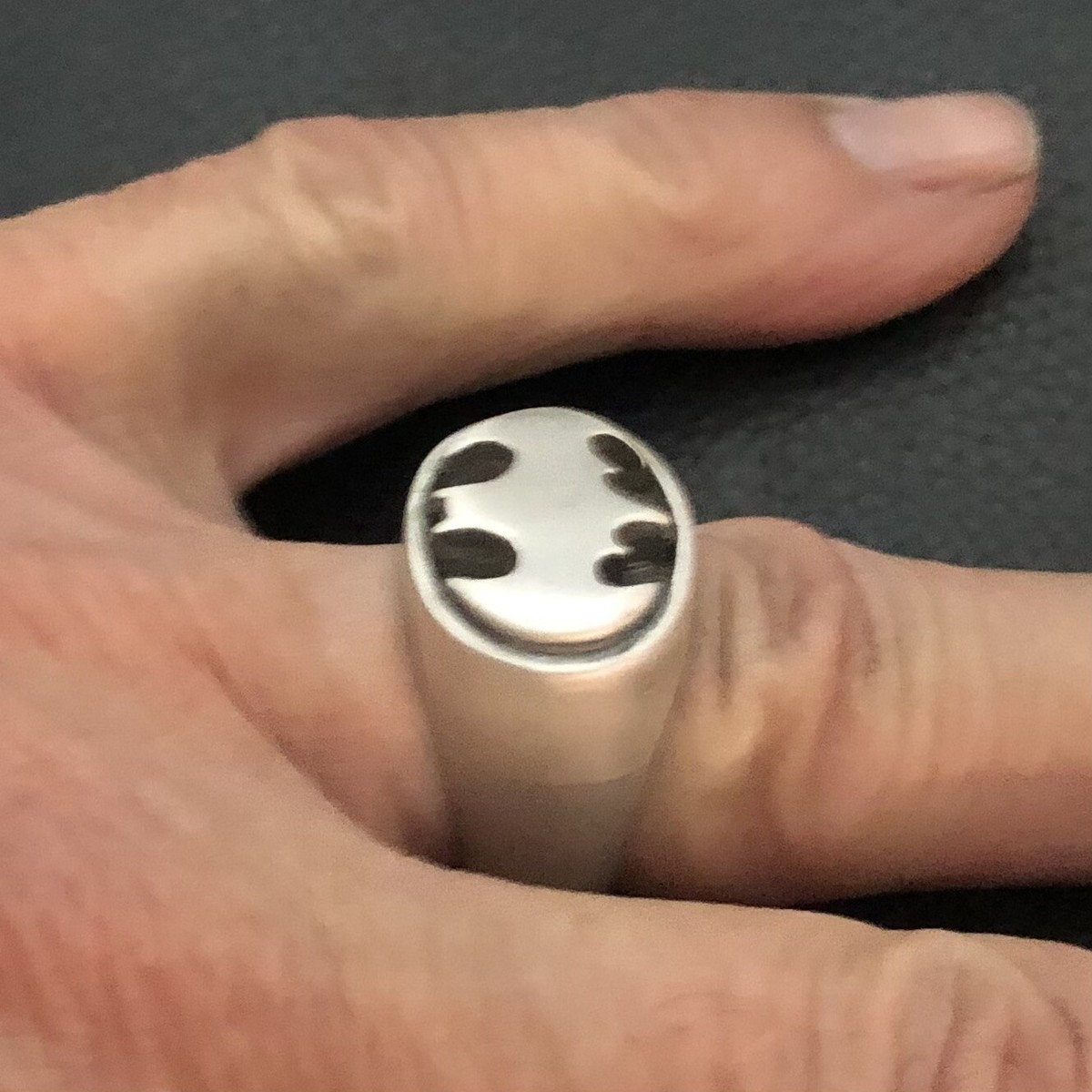 MJG STERLING SILVER OVAL BATMAN RING. STARTS AT SIZE 10 MJG STERLING SILVER OVAL BATMAN RING. STARTS AT SIZE 10