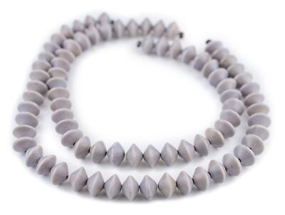 Light Grey Bicone Natural Wood Beads 10x15mm Large Hole 16 Inch