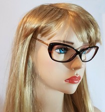 Christian Lacroix Eyeglasses Gold BrownTortoise Cat Eye Rectangular Frame CL1022