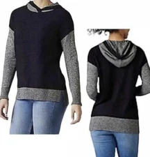 SMARTWOOL Women’s Long Sleeve Shadow Pine Hoodie Sweater Black Gray Size XS Knit