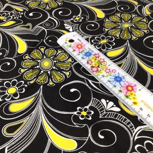 Black And Yellow Floral Fabric Remnant Quilting Cotton 1 2 Yard