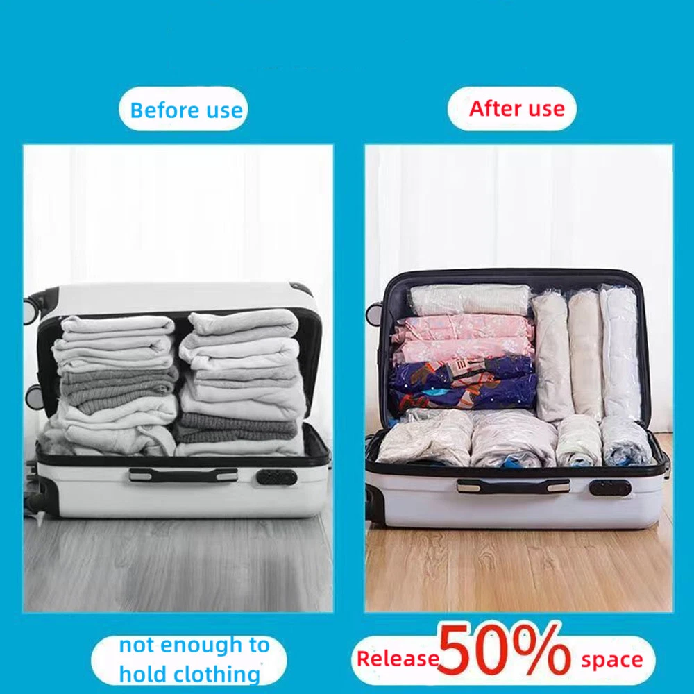 35 50cm Roll Up Compression Vacuum Storage Bags Travel Home