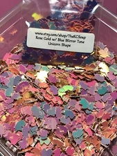 TBSP Solvent Resistant BLUE MIRROR UNICORN Shape Glitter Epoxy US Seller