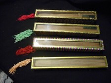 Vintage Lot of 4 Asian Hand Fans Carved Wood in Original Glass Top Boxes