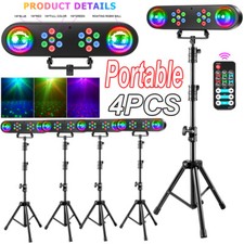 4PCS DJ Lights w/Stand, Party Bar Light Set, Mobile Stage Lighting System Remote