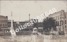 RPPC-Warren PA-Civil War Monument-Stores-Shoes-Hardware-5 & 10-Pennsylvania-RP