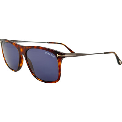 Tom Ford FT588 Max 02 Mens Plastic Sunglass 54V Havana 57-16 Blue Gray Lenses