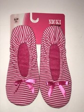 Nicki Collection Pink  White Stripes Indoor Slippers Women's Sz Small 5/6 NEW 
