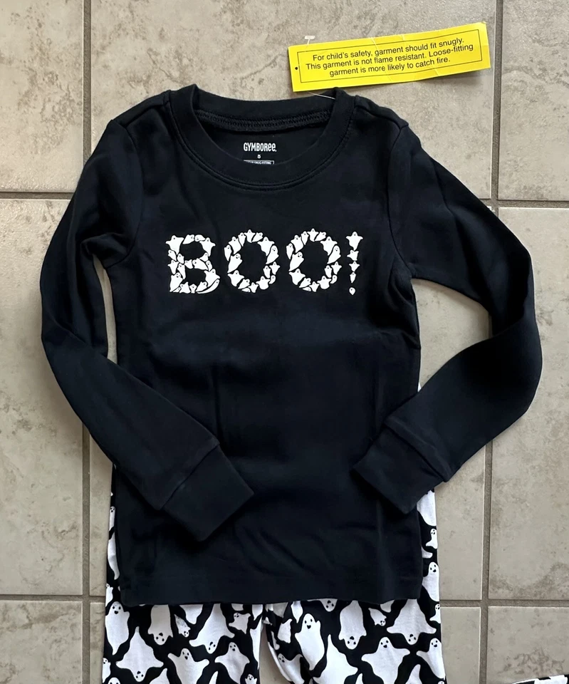 Pijama Gymboree Boy Talla 5 Boo Ghost Gymmies Nuevo con Etiquetas Blanco y Negro Foto 2 de 2