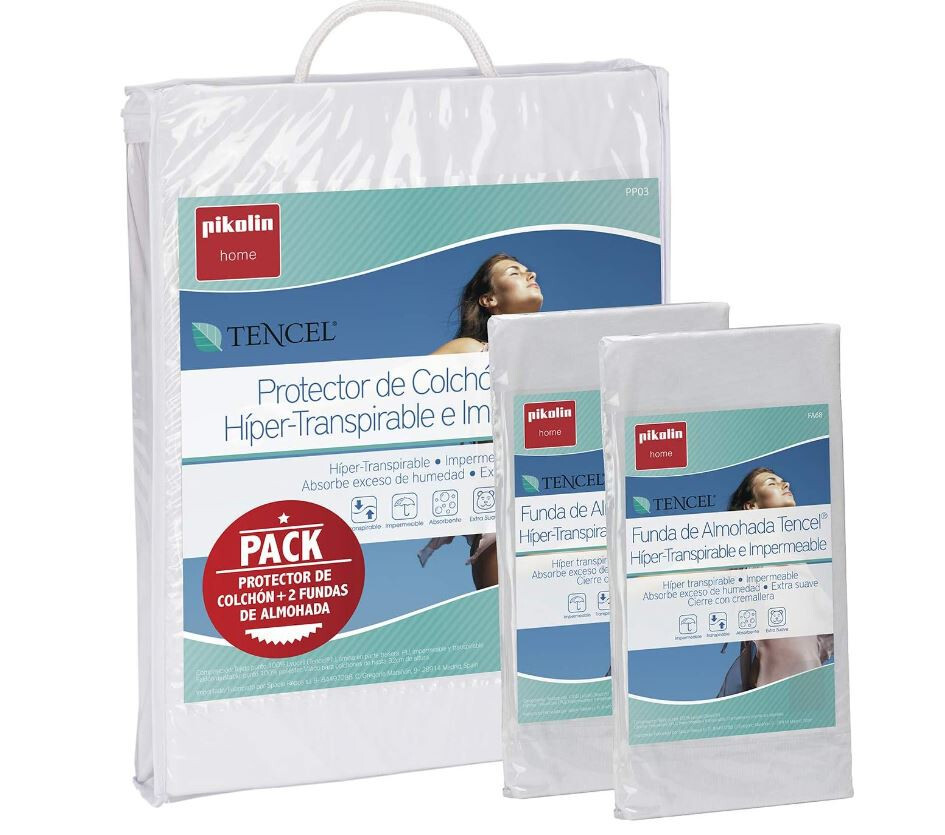 Pikolin Home - Pack de protector de colchón y 2 fundas de almohada hípertranspi