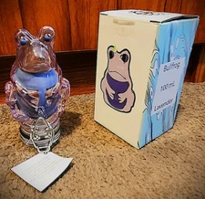 NEW Contained Art Lavender/Purple Glass Frog Figure Airtight Stash Storage Jar