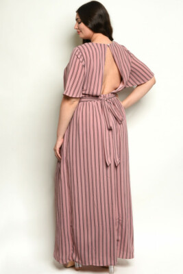 chinese dress ladies Final Sale Plus Size Mesh Ruched Sleeve Jumpsuit with Attached Long Skirt in Black main image 0