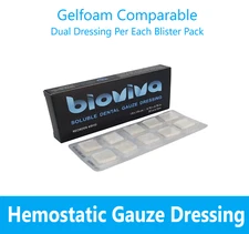 Dental SafeGauze Type Bioviva HemoStat Topical Hemostatic Dressing Sterile, 20Bx