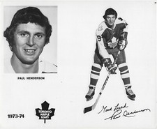 Paul Henderson Autographed Signed 8x10 RARE Maple Leafs Press Photo NHL  w/COA