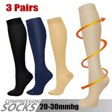  3 Pairs  S/M-L/XL Compression Socks Stockings Graduated Support Men's Women's