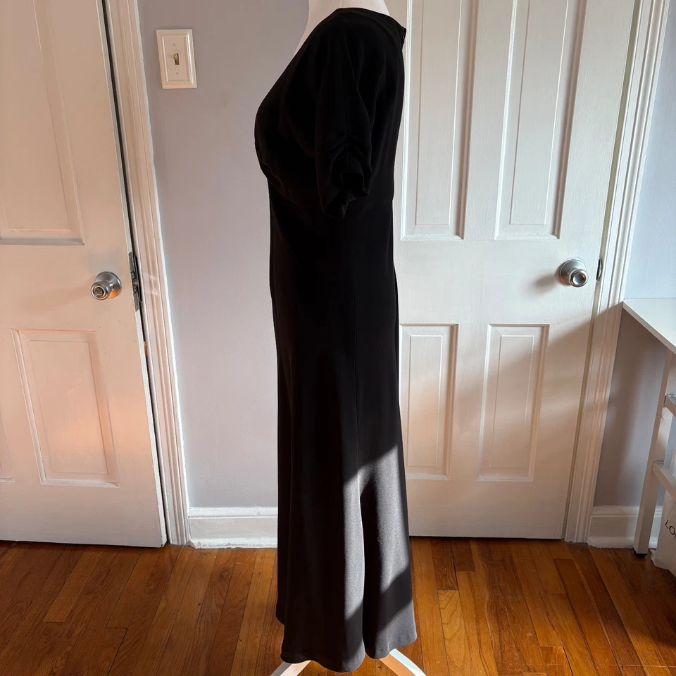 Vestido Jones New York Talla 10 Negro Cuello en V Midi Vestido de Cóctel Forrado Fiesta Año Nuevo Foto 4 de 4