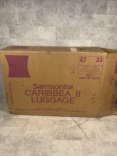 vintage samsonite luggage Caribbea 2 Black Leather In Original Box 