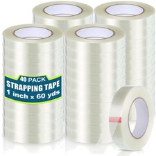 40 Rolls 1" x 60 Yards Filament Shipping Tape - Heavy Duty