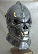 Casco Calavera Demonio Medieval Caballero Armadura Acero LARP Juegos con disfraces Fantasía Recreación