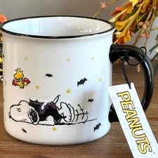 PEANUTS Snoopy & Woodstock Dressed as BATS "Trying" to Fly HALLOWEEN Mug NWT