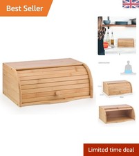 Cubo de pan de madera marrón sin montaje - 40x27x16,5 cm con tapa enrollable de fácil acceso