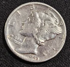 Circulated 1942 No Mint Philadelphia Mint Silver Mercury Dime 2.49g