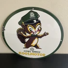 VINTAGE KOOLMOTOR SQUIRREL MOTORING GASOLINE OIL PORCELAIN SIGN
